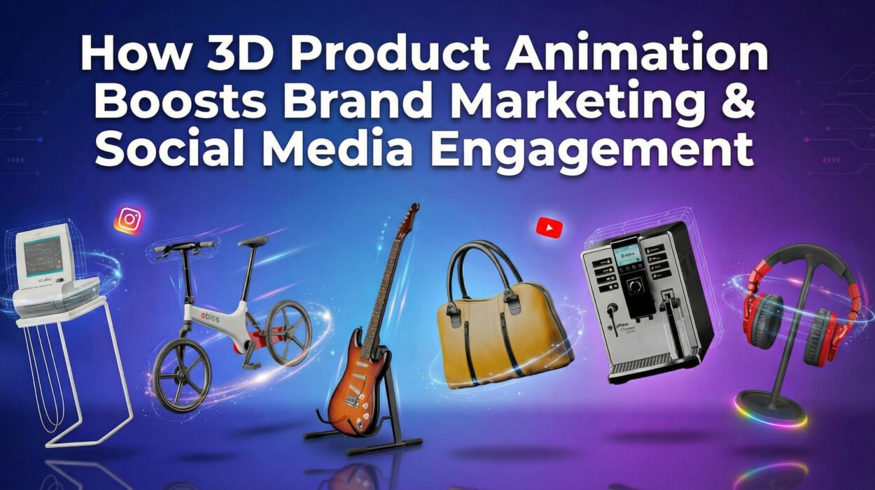 A photorealistic 3D product animation rendering showing a sleek product design for brand marketing strategies.