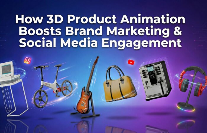 A photorealistic 3D product animation rendering showing a sleek product design for brand marketing strategies.