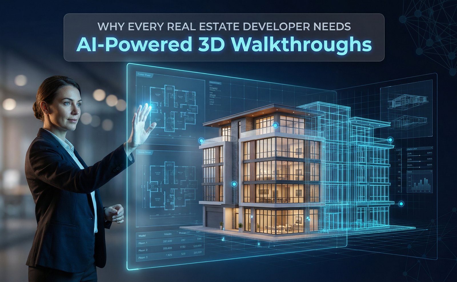 High-quality AI 3D walkthroughs showcasing a modern luxury living room for real estate developers.