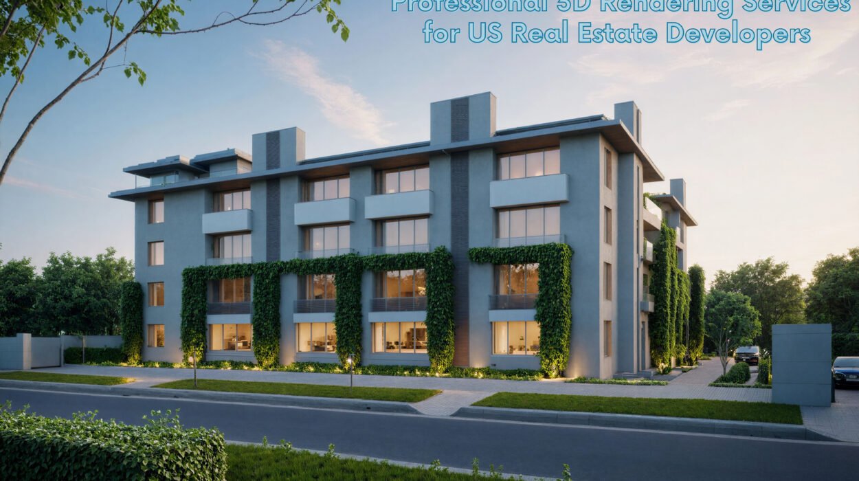 Modern luxury home exterior 3D architectural rendering services for property developers in the USA.