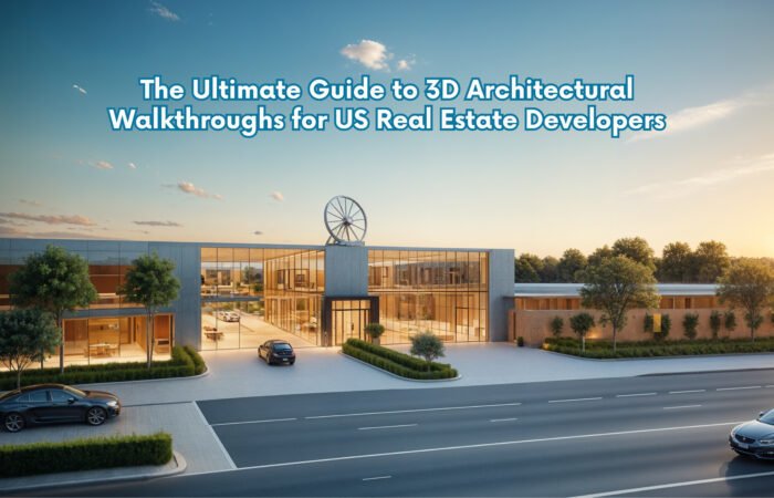 Photo-realistic 3D architectural walkthrough USA of a modern luxury living room with floor-to-ceiling windows and premium furniture.