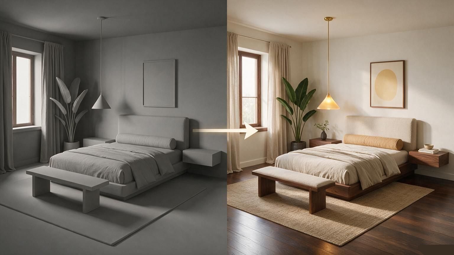 AI-powered rendering workflow showing faster texture and lighting generation
