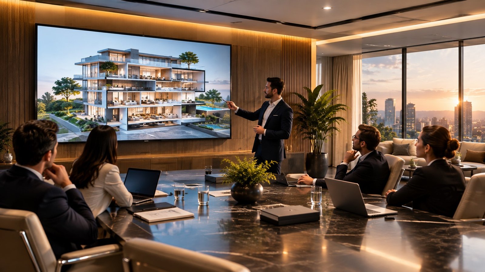 Construction teams using 3D visualization for design review and planning