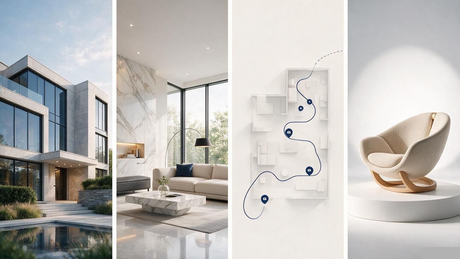 Types of 3D rendering services including exterior, interior, and product visualization