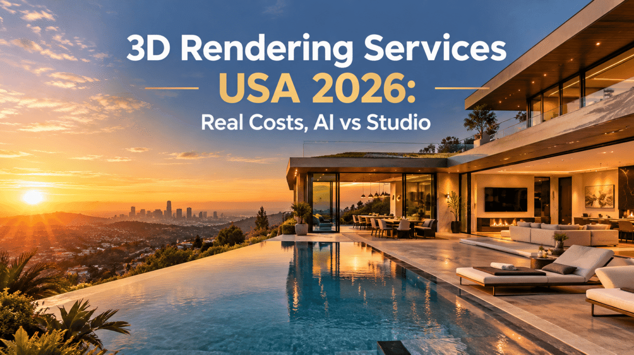 3D rendering services USA 2026 cost guide with AI versus studio comparison