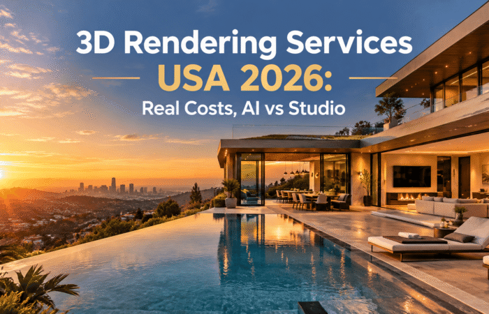 3D rendering services USA 2026 cost guide with AI versus studio comparison
